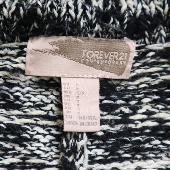 F21 Oversized Cardigan Sweater Black & White Small - Picture 6 of 10